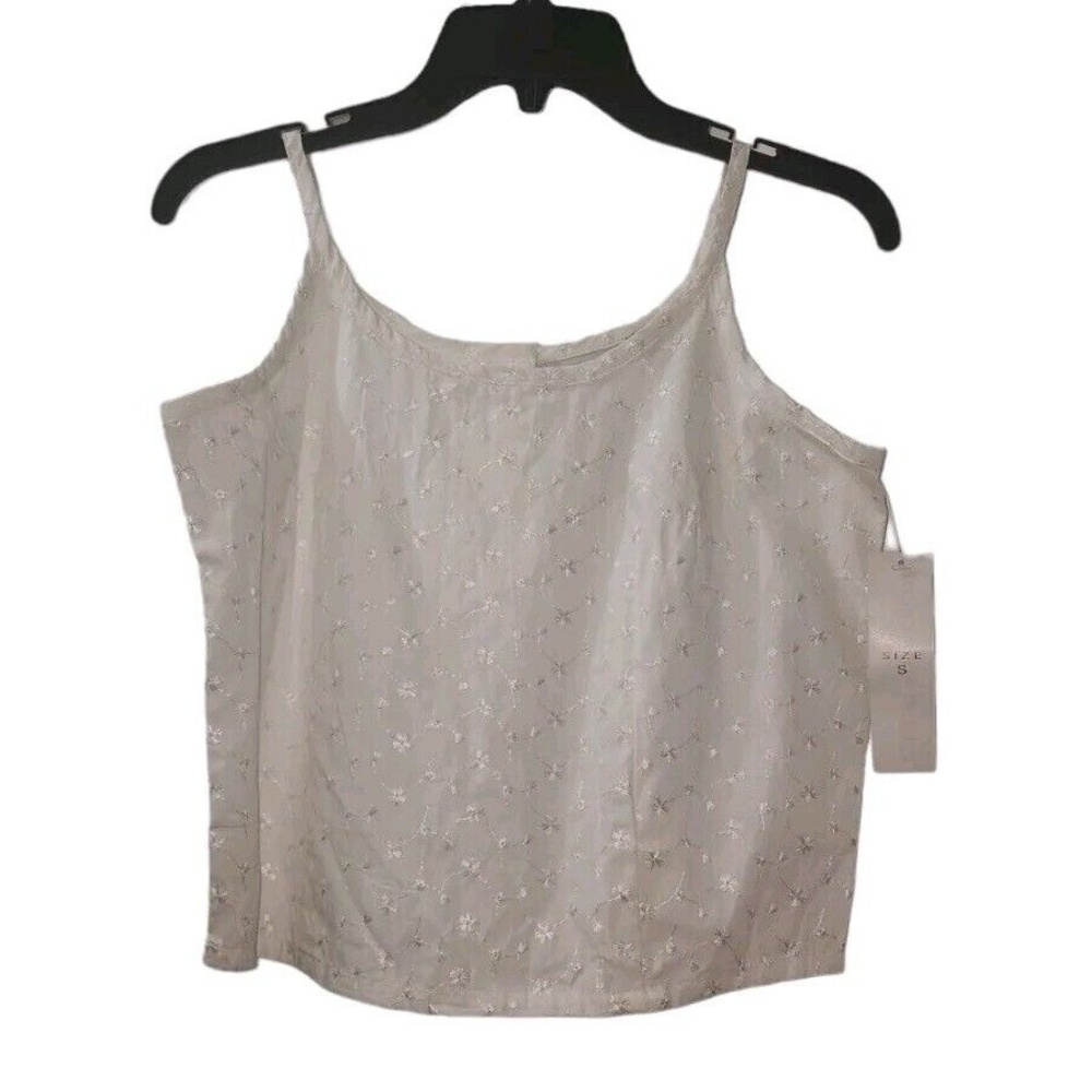 Montana Blues Floral Embroidered Cami Top Sleeveless Button Front Tank Top Small